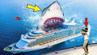 BIGGEST Megalodon Attack AND Destroys LOS SANTOS In GTA 5  LARGEST Shark [upl. by Amelia]