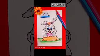 How to draw Bunny🐰  Rabbit drawing easy step by step with colour 😍✨ [upl. by Eiveneg]