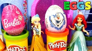 TOY SURPRISE EGGS EPISODES Disney Princess Frozen Play Doh Barbie Kinder Eggs DCTC [upl. by Vevay]