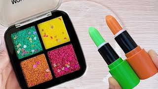 Slime Mixing with Makeup Mixing Makeup into Clear Slime Satisfying Slime Video [upl. by Lucio]