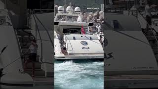 Mangusta superyacht Zeus arriving with force 🔥 [upl. by Tekcirc]