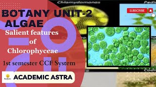 Salient Features Of Chlorophyceae। BSC general  honours। 1 sem CCF System।unit  2 Algae। CU। [upl. by Suivatram]