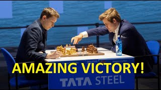 AMAZING VICTORY Andrey Esipenko vs Magnus Carlsen  Tata Steel Chess 2021  R8 [upl. by Leahcimaj982]