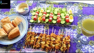 BROCHETTE CREVETTE AU LITCHI AV SA SALADE FAÇON KOIMBANI [upl. by Ibson651]