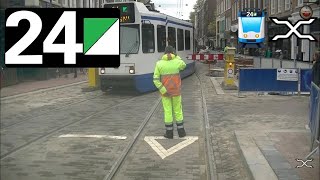 🚊 GVB Amsterdam Tramlijn 24 Cabinerit Centraal Station  VUMedisch Centrum Drivers view POV 2017 [upl. by Merideth]