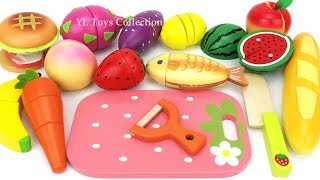 Learn Names of Fruit and Vegetables with Fish Apple Wooden Cutting Toys Learning Videos [upl. by Starr]