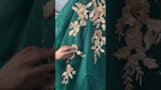 How To Apply Flowers On a Wedding Gown weddingdress bridaldress viralyoutubeshort [upl. by Crelin]