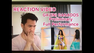 REACTION VIDEO TO MISS UNIVERSE PHILIPPINES GAZINI GANADOS PRELIMINARY FULL PERFORMANCE [upl. by Layor]