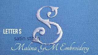 How to embroider the letter S  Satin Stitch  Hand Embroidery [upl. by Peder518]