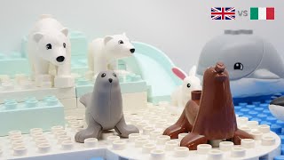 ANIMALS NORTH POLE and SOUTH POLE Lego Duplo  POLAR BEAR PENGUINS WHALES  LEGOLAENGLISH [upl. by Ibrik]