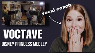 Vocal Coach reacts to Voctave“Disney Princess Medley”￼ [upl. by Lahtnero]