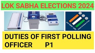 Duties of First Polling Officer  Duties of P1  Lok Sabha Elections 2024 [upl. by Siddon]