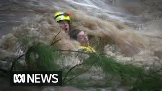 Teen rescued from Rockhampton floodwaters 2013  ABC News [upl. by Nair]