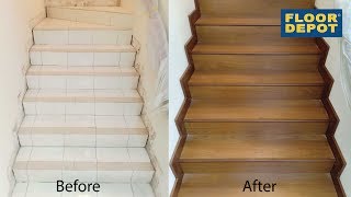 Laminate Flooring Staircase Installation [upl. by Selwyn]