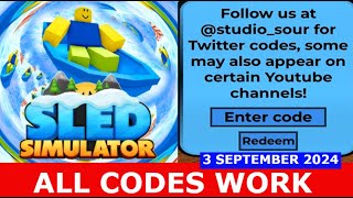 ALL CODES WORK Sled Simulator UPDATE 104 ROBLOX  09032024 [upl. by Elsi]