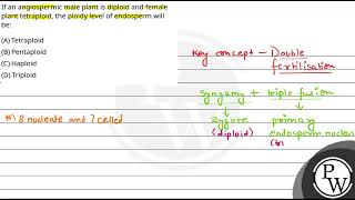 If an angiospermic male plant is diploid and female plant tetraploid the ploidy level of endosp [upl. by Conlin792]