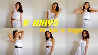 6 WAYS TO TIE A TOGA  With a single bed sheet [upl. by Erasaec]