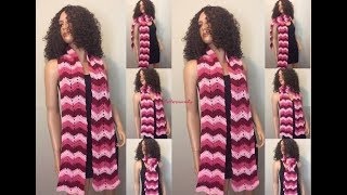 How to Crochet Stripe Zig Zag Scarf Pattern 393│by ThePatternFamily [upl. by Farlee]