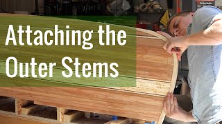 Attaching the Outer Stems Ep 8  Cedar Strip Canoe Build [upl. by Gayn51]