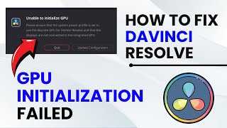 How to Fix Davinci Resolve gpu initialization failed [upl. by Combe]