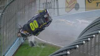 David Ragan David Reutimann in big wrecks late at Watkins Glen  NASCAR [upl. by Nrol516]