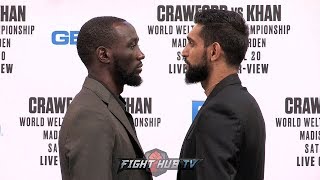 TERENCE CRAWFORD amp AMIR KHAN COME FACE TO FACE AT FINAL PRESS CONFERENCE 3 DAYS BEFORE FIGHT IN NYC [upl. by Zelazny989]