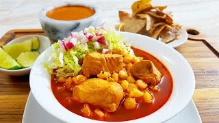 💖POZOLE ROJO DE POLLO AL ESTILO DE VERACRUZRIQUÍSIMO😙👍 [upl. by Eirrahs]