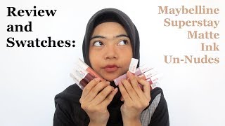 Review amp Swatches Maybelline Superstay Matte Ink UnNudes Bahasa Indonesia  zahrasalsa [upl. by Bozuwa365]