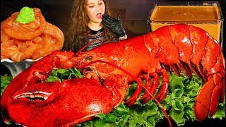 SEAFOOD BOIL MUKBANG  GIANT LOBSTER  CREAMY GARLIC SAUCE  SALMON MUKBANG ASMR  ASMR FOOD [upl. by Jacintha]