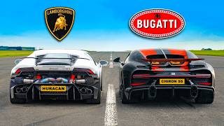 Bugatti Chiron SS v 1800hp Lambo Huracan DRAG RACE [upl. by Whitson]