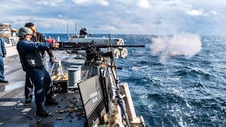 Combat Ship Live Fire  CloseIn Weapons System CIWS  25mm Bushmaster Cannon  5inch Naval Gun [upl. by Tram838]