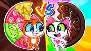 🍫Black Chocolate Pizza VS Pink Pizza🍭 Food Challenge  Toddler Video by Paws amp Play [upl. by Gahl]