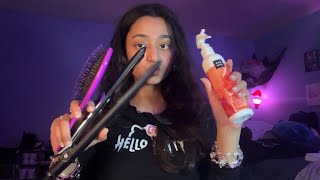 ASMR doing your hair aggressively lofi brush spray [upl. by Airad]