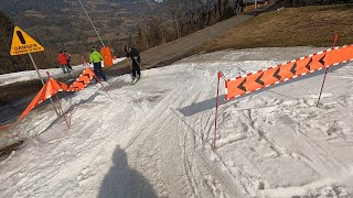 Morillon  GoPro POV skiing blue Doina in March 2022 walking across part of track with no snow [upl. by Ardnu]