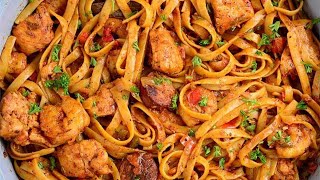 Chicken sausage and Shrimps Pasta Jambalaya [upl. by Buttaro539]