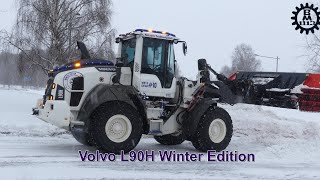 Volvo L90H Winter Edition in Snow clearing with Siljum Multiplog Snowplow March 2024 [upl. by Ahsilahs800]