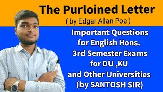 The Purloined Letter Important Questions for Exam English Hons Expected Questions 3rd Semester DU [upl. by Lleznol561]