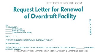 Request Letter For Renewal Of Overdraft Facility  Sample Letter Requesting Renewal of OD Facility [upl. by Mehetabel]