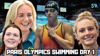 Day 1 Olympic Swimming  Paris 2024  Titmus Repeats Lukas Martens Dominates  4x100 Free Relays [upl. by Kipp644]