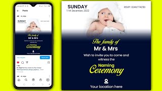 How to design naming ceremony invitation  flyer pixellabtutorial [upl. by Rosenthal]