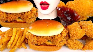 ASMR POPEYES FRIED CHICKEN SANDWICH FRIES 파파이스 치킨 샌드위치 먹방 MUKBANG EATING SOUNDS 咀嚼音  ZOEY ASMR [upl. by Nima]