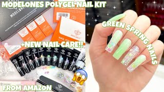 TRYING MODELONES PASTEL POLYGEL NAIL STARTER KIT FROM AMAZON NEW NAIL CARE PRODUCTS  EASY NAILS [upl. by Olivann696]