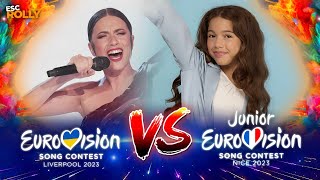 Eurovision VS Junior Eurovision 2023  BATTLE By Country [upl. by Kermit312]