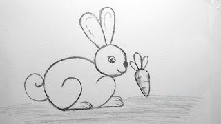 How to draw rabbit drawing from 22 number  Easy step by step drawing tutorial [upl. by Hoeve]