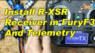 Install Frsky RXSR Receiver and Telemetry Fury F3 OSD Board Diatone a [upl. by Janice82]