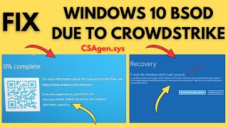 Fix Windows 10 CrowdStrike Blue Screen Of Death CSAgensys Crowdstrike BSOD Fix [upl. by Annaoj396]