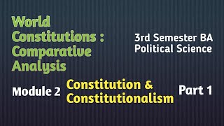 World Constitutions3rd Semester BA Political Science Module 2 Part 1Folk wayz [upl. by Aicenert]