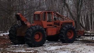 Timberjack 230 Cable Skidder with 353 Detroit Pulling Logs [upl. by Ahseram139]