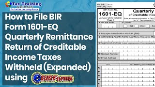 How to File 1601EQ Quarterly Remittance Return of Creditable Income Taxes Withheld Expanded [upl. by Je]