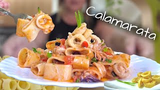 CALAMARATA Pasta con Calamari 🦑 Italian food [upl. by Ahsekyt815]